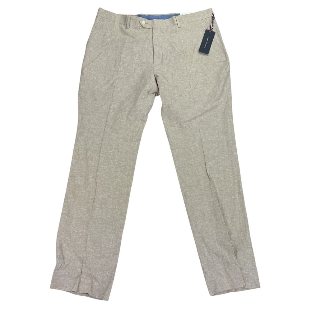 Tommy Hilfiger Mens Hall Modern Fit Linen Blend Suit Pants Tan 38x32